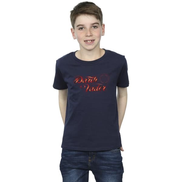 Star Wars Boys Obi-Wan Kenobi Darth Vader Ribbon Font T-Shirt