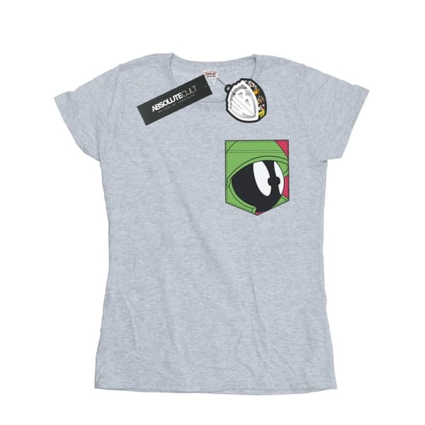 Looney Tunes Womens/Ladies Marvin The Martian Face Faux Pocket Cotton T-Shirt