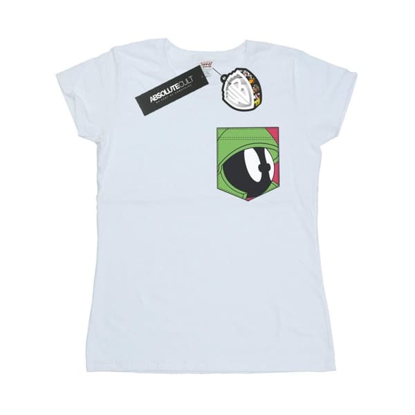 Looney Tunes Womens/Ladies Marvin The Martian Face Faux Pocket Cotton T-Shirt