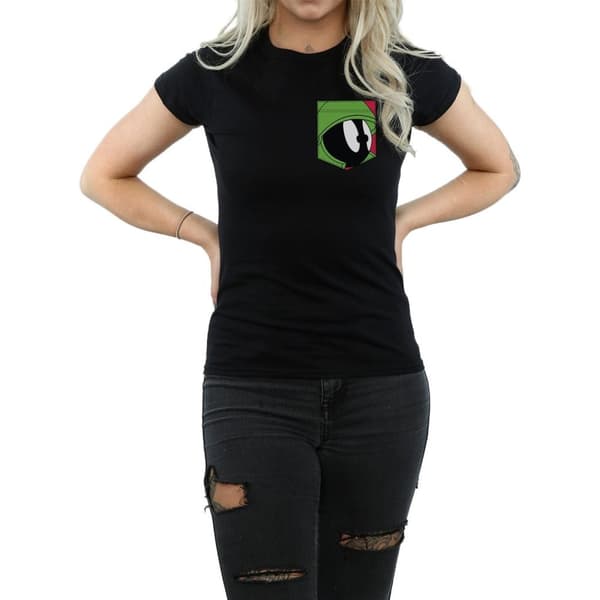Looney Tunes Womens/Ladies Marvin The Martian Face Faux Pocket Cotton T-Shirt