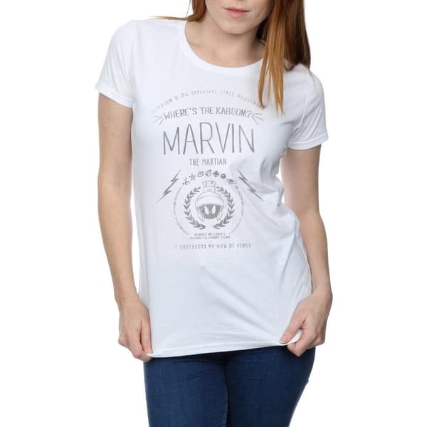 Looney Tunes Dam/Tjej Marvin The Martian - Var är Kaboom - Bomulls-T-shirt
