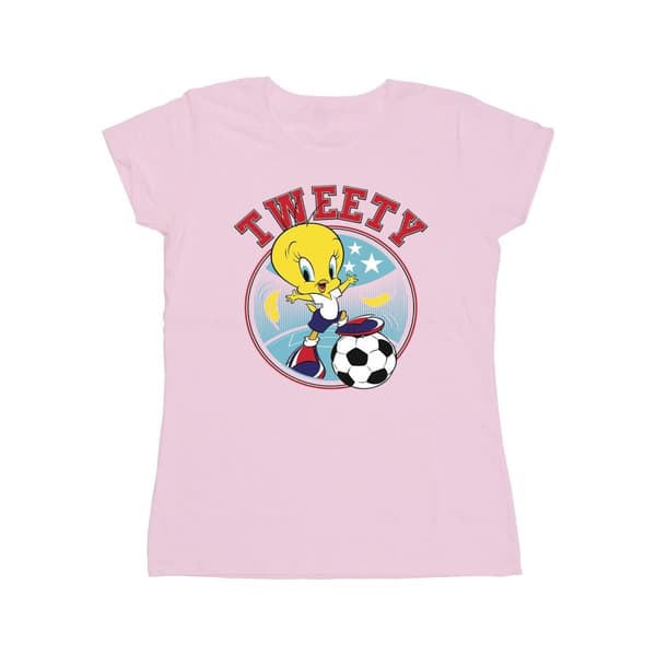 Looney Tunes Womens/Ladies Tweety Football Circle Cotton T-Shirt Baby Pink L