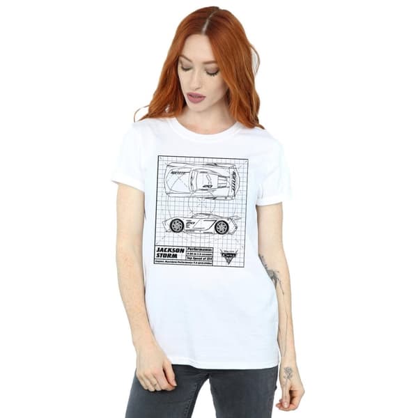 Disney Womens/Ladies Cars Jackson Storm Blueprint Cotton Boyfriend T-Shirt