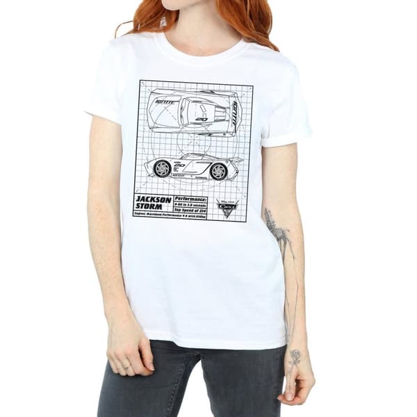 Disney Womens/Ladies Cars Jackson Storm Blueprint Cotton Boyfriend T-Shirt