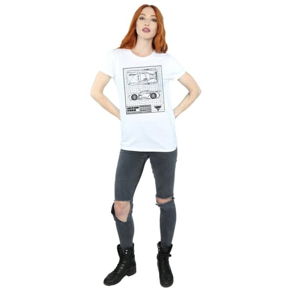 Disney Womens/Ladies Cars Jackson Storm Blueprint Cotton Boyfriend T-Shirt