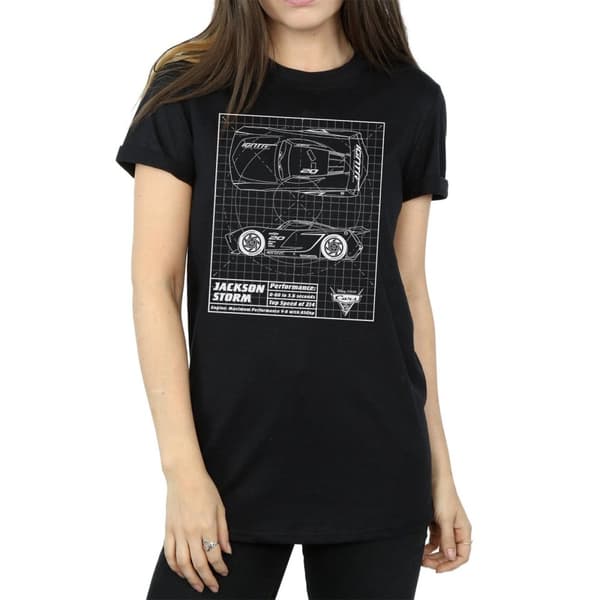 Disney Womens/Ladies Cars Jackson Storm Blueprint Cotton Boyfriend T-Shirt