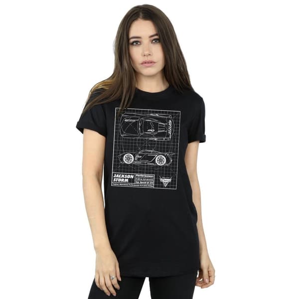 Disney Womens/Ladies Cars Jackson Storm Blueprint Cotton Boyfriend T-Shirt