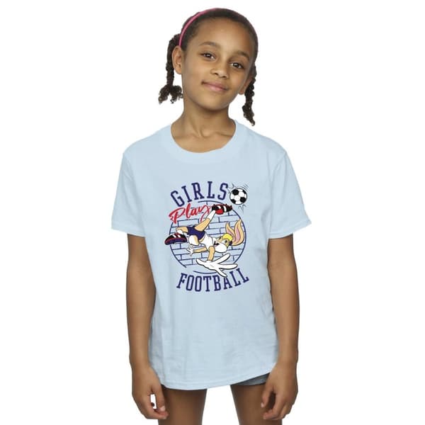 Looney Tunes Girls Lola Bunny Girls Play Football - T-shirt i bomull för flickor