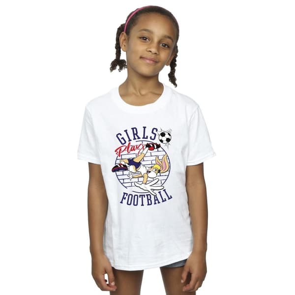 Looney Tunes Girls Lola Bunny Girls Play Football - T-shirt i bomull för flickor