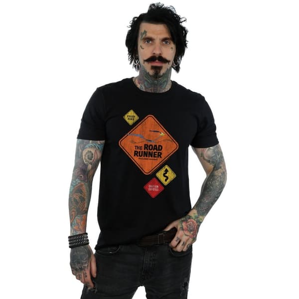 Looney Tunes Mens Road Runner Road Sign T-Shirt