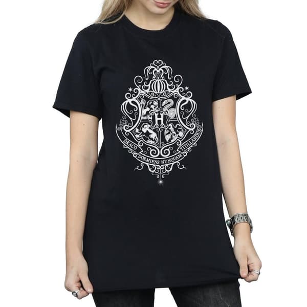 Harry Potter Womens/Ladies Hogwarts Draco Dormiens Crest Cotton Boyfriend T-Shirt