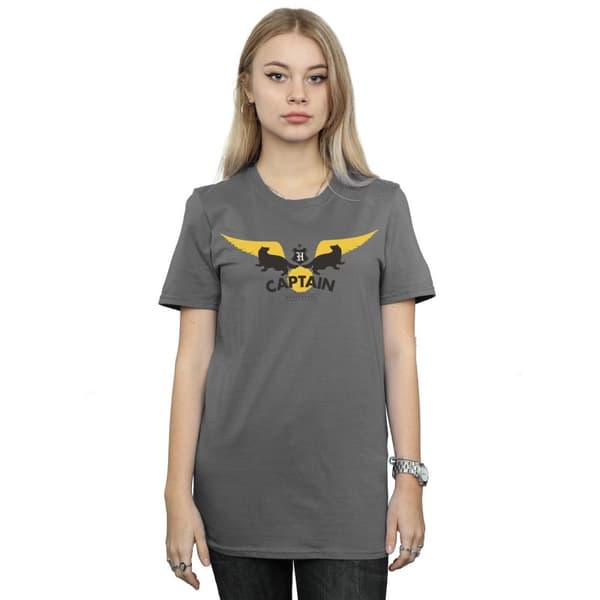 Harry Potter Dam/Häst Hufflepuff Captain Bomull Boyfriend T-shirt