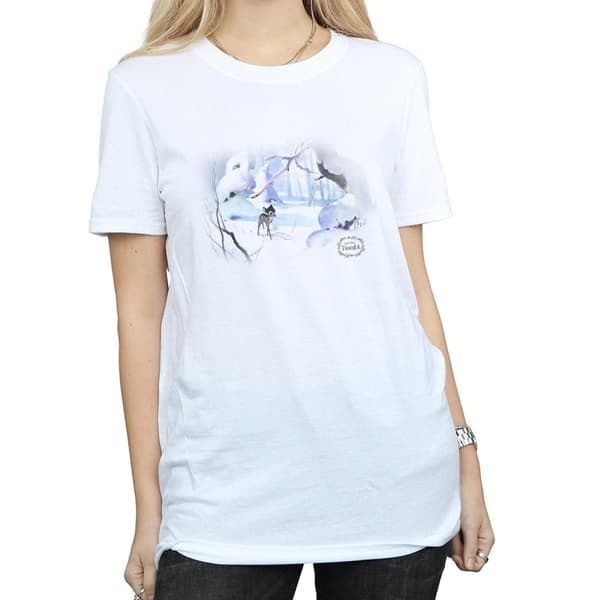 Disney Womens/Ladies Bambi Snow Cotton Boyfriend T-Shirt