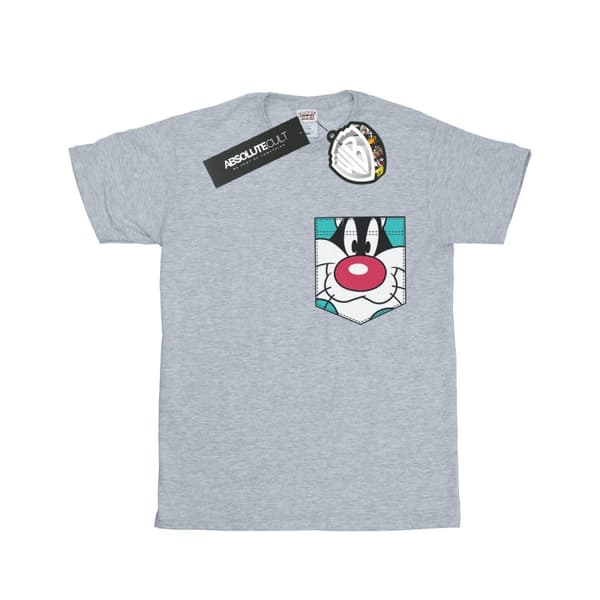 Looney Tunes T-shirt i bomull med fuskficka och Sylvesteransikte för flickor