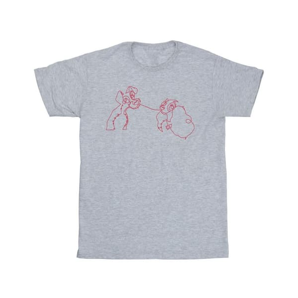 Disney Girls Lady And The Tramp Spaghetti Outline T-shirt i bomull