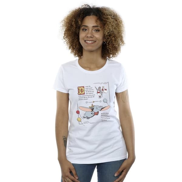 Disney Womens/Ladies Dumbo Story Book Page Cotton T-Shirt