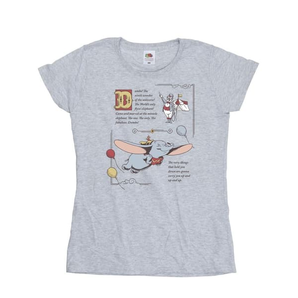 Disney Womens/Ladies Dumbo Story Book Page Cotton T-Shirt