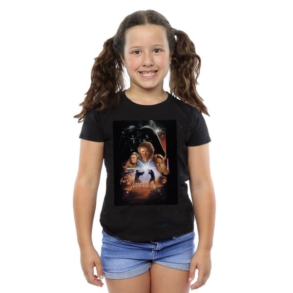 Star Wars T-shirt i bomull med filmaffisch från Episode III för flickor