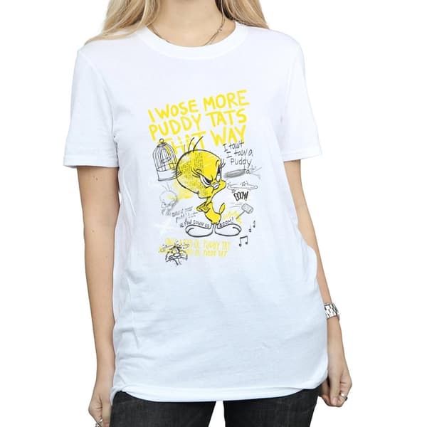 Looney Tunes Womens/Ladies Tweety Pie More Puddy Tats Cotton Boyfriend T-Shirt