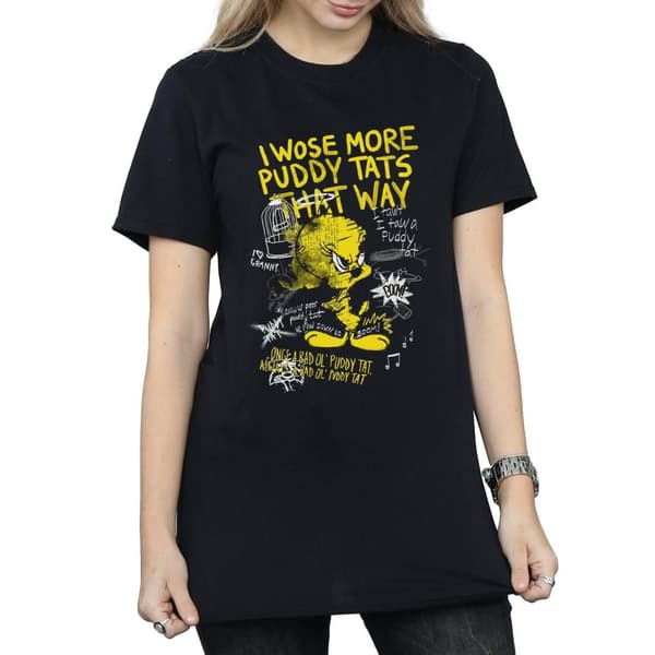 Looney Tunes Womens/Ladies Tweety Pie More Puddy Tats Cotton Boyfriend T-Shirt