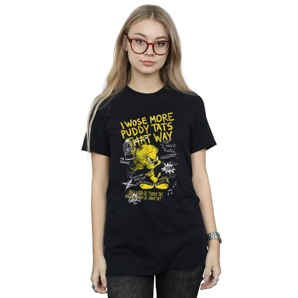 Looney Tunes Womens/Ladies Tweety Pie More Puddy Tats Cotton Boyfriend T-Shirt