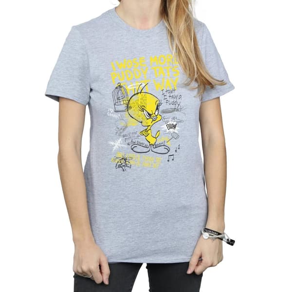 Looney Tunes Womens/Ladies Tweety Pie More Puddy Tats Cotton Boyfriend T-Shirt