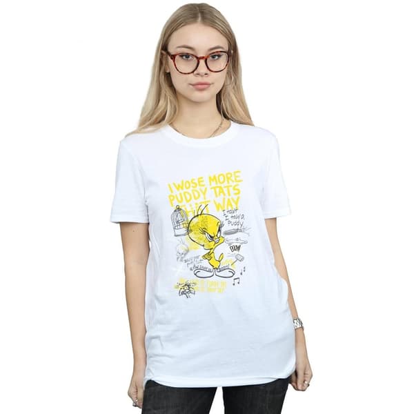 Looney Tunes Womens/Ladies Tweety Pie More Puddy Tats Cotton Boyfriend T-Shirt