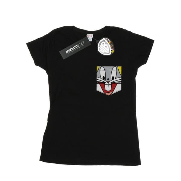 Looney Tunes Womens/Ladies Bugs Bunny Face Faux Pocket Cotton T-Shirt