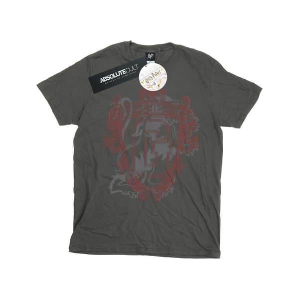 Harry Potter Girls Gryffindor Lion Crest Cotton T-Shirt Charcoal 5-6 Years