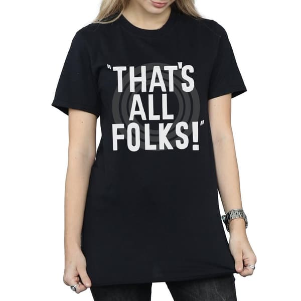 Looney Tunes Womens/Ladies That´s All Folks Text Cotton Boyfriend T-Shirt