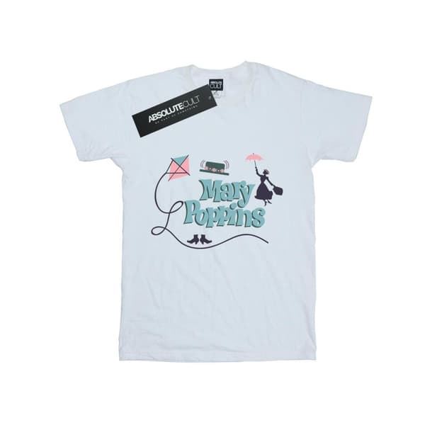 Disney Dam/Tjej Mary Poppins - Boyfriend-t-shirt i bomull med logotyp White L