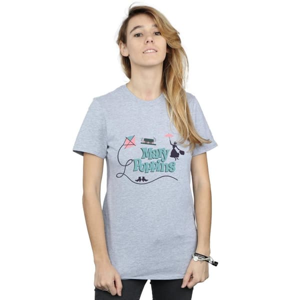 Disney Dam/Tjej Mary Poppins - Boyfriend-t-shirt i bomull med logotyp