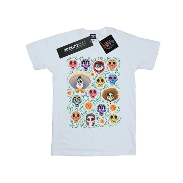 Disney Dam/dam Coco Heads - Boyfriend-t-shirt i bomull med mönster White M