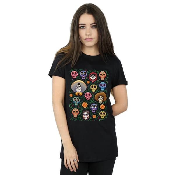 Disney Womens/Ladies Coco Heads Pattern Cotton Boyfriend T-Shirt