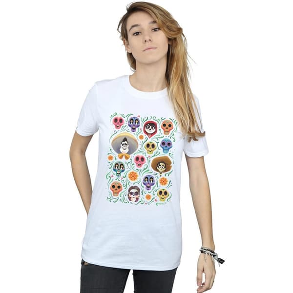 Disney Womens/Ladies Coco Heads Pattern Cotton Boyfriend T-Shirt