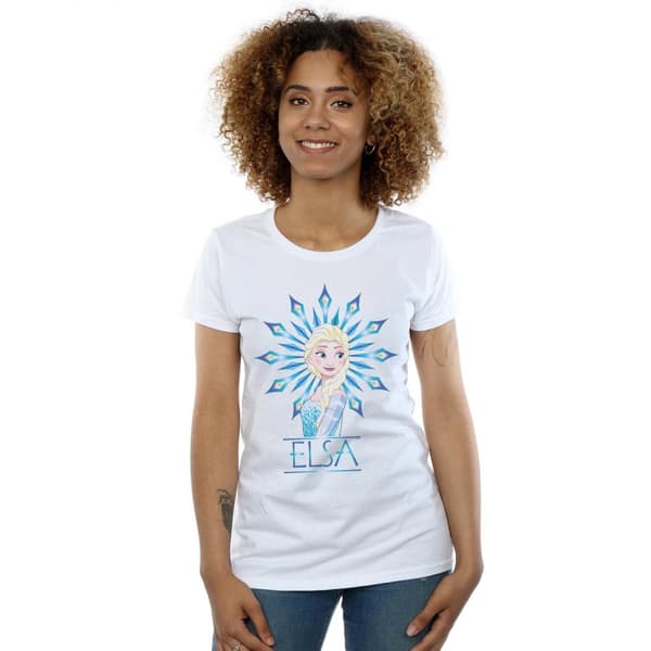 Disney Dam/Tjej Frozen Elsa Snöflinga Bomulls-T-shirt