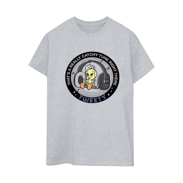 Looney Tunes Dam/Tjej Tweety Catchy Tune Boyfriend T-shirt i bomull