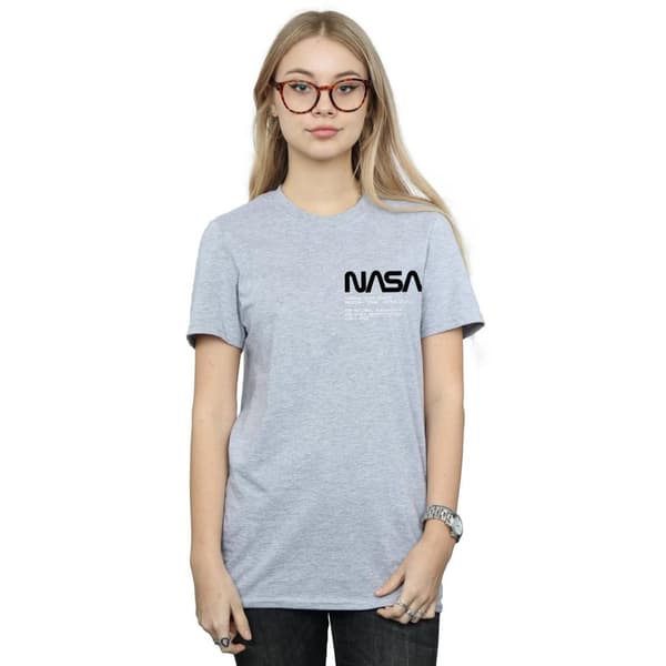 NASA Dam/Tjej Johnson Worm Pocket Print Bomull Boyfriend T-shirt