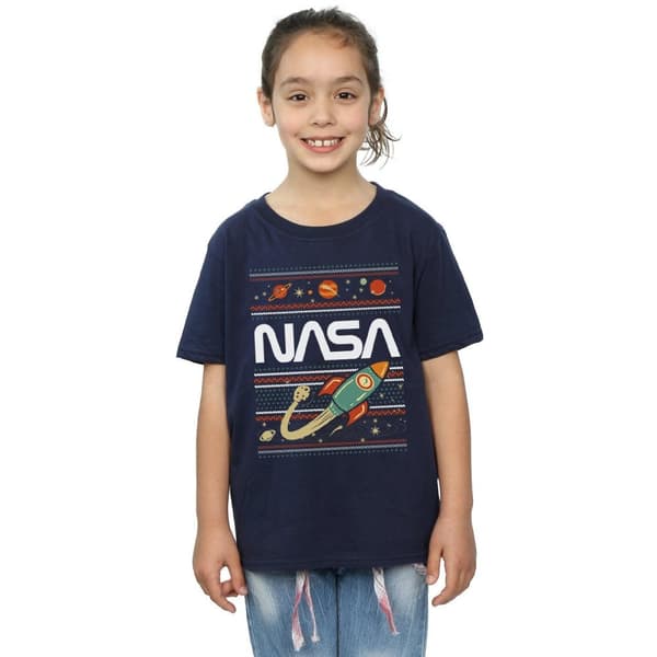 NASA Girls Fair Isle Cotton T-Shirt