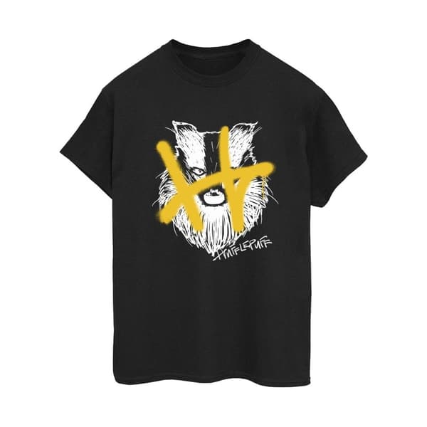 Harry Potter Womens/Ladies Hufflepuff Pop Spray Cotton Boyfriend T-Shirt
