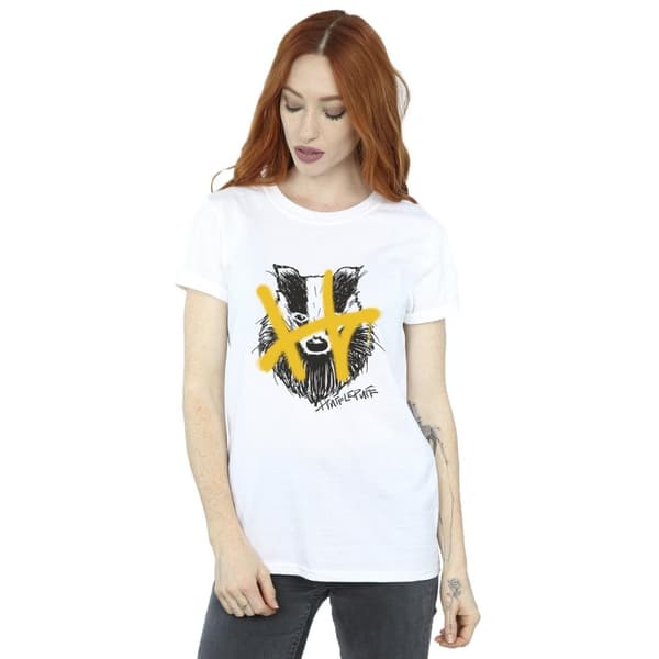 Harry Potter Womens/Ladies Hufflepuff Pop Spray Cotton Boyfriend T-Shirt
