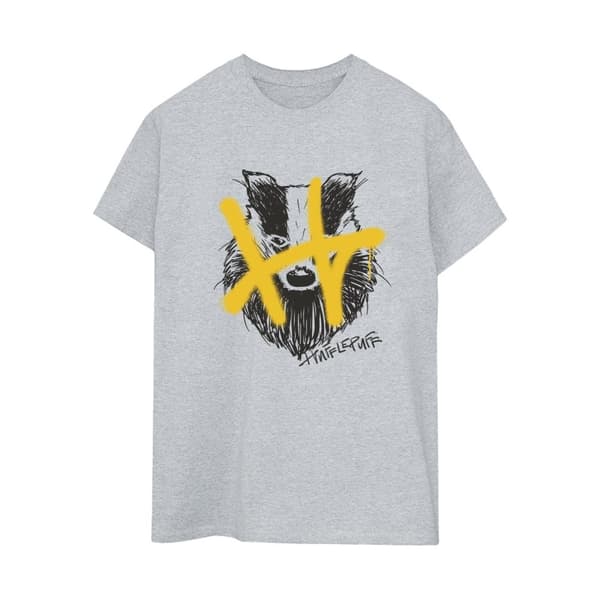 Harry Potter Womens/Ladies Hufflepuff Pop Spray Cotton Boyfriend T-Shirt