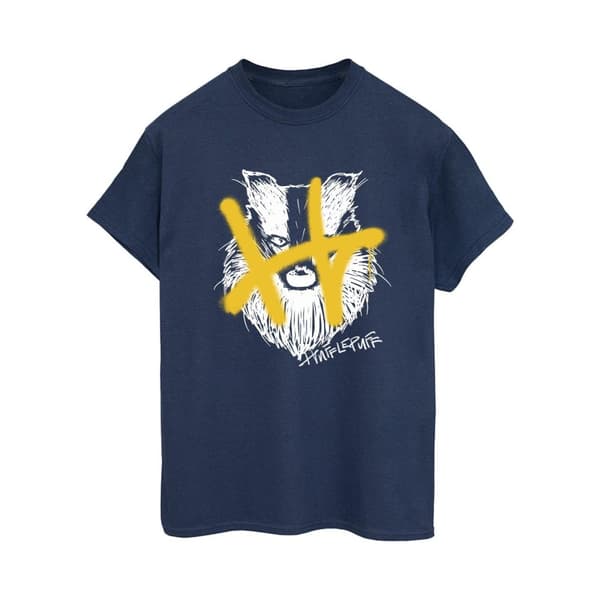 Harry Potter Womens/Ladies Hufflepuff Pop Spray Cotton Boyfriend T-Shirt