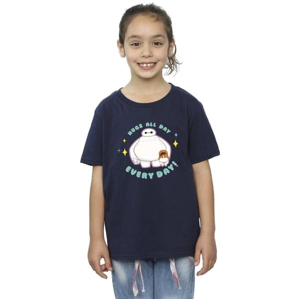 Disney Girls Big Hero 6 Baymax Hugs Everyday T-shirt i bomull