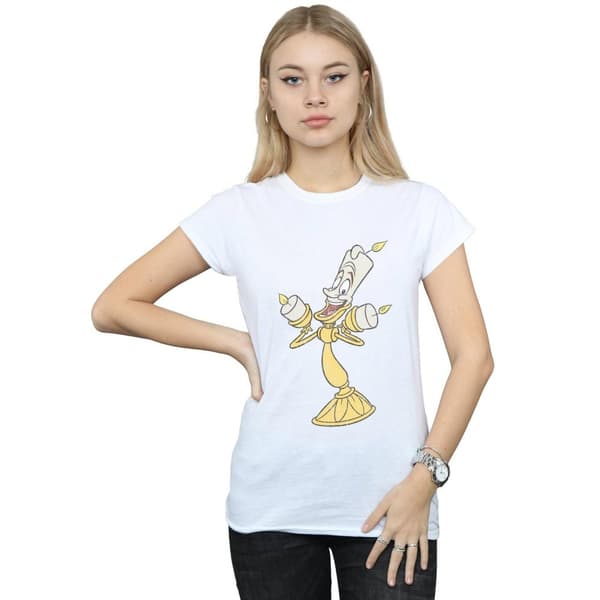 Disney Dam/Tjej Skönheten och odjuret Lumiere T-shirt i bomull med tryck