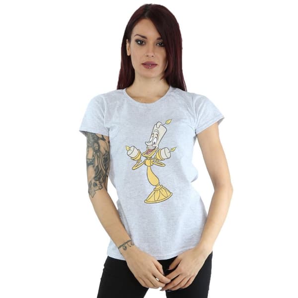 Disney Dam/Tjej Skönheten och odjuret Lumiere T-shirt i bomull med tryck