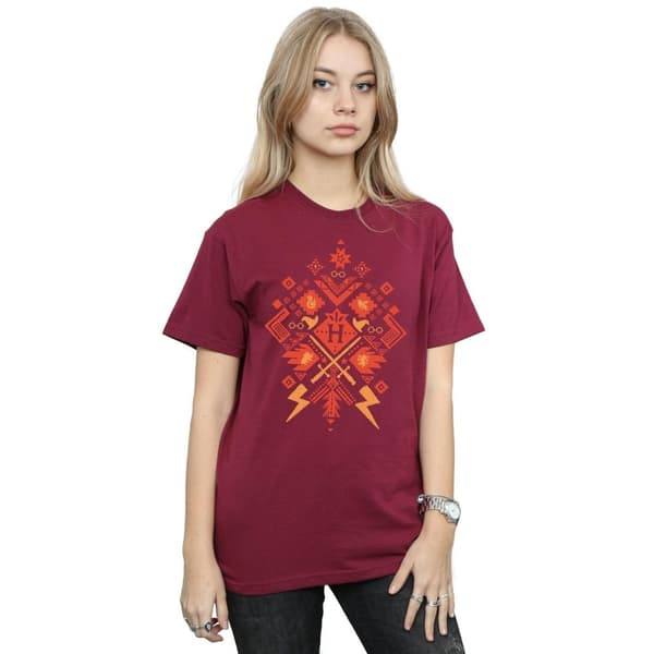 Harry Potter Womens/Ladies Christmas Fair Isle Cotton Boyfriend T-Shirt