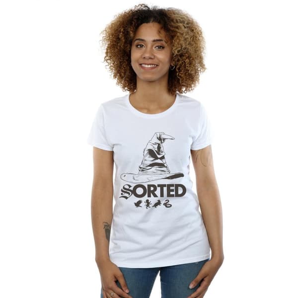 Harry Potter T-shirt i bomull med sorteringshatt för damer/damer