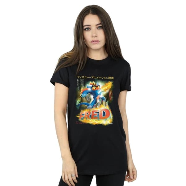 Disney Womens/Ladies Big Hero 6 Fred Anime Poster Cotton Boyfriend T-Shirt