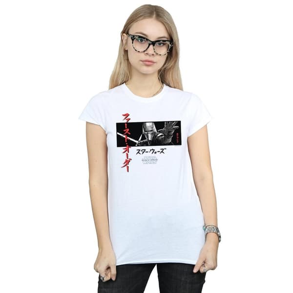 Star Wars: The Rise of Skywalker Womens/Ladies Star Wars The Rise Of Skywalker Kylo Ren Katakana Art Stripe Cotton T-Shirt
